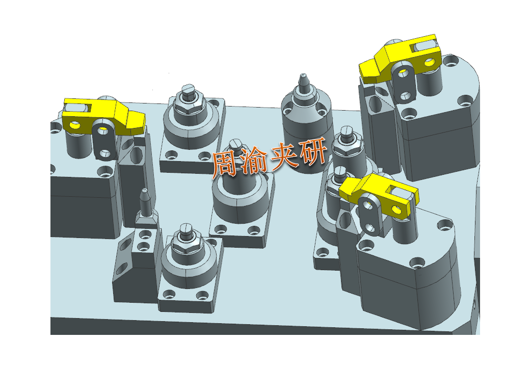 [夹研外包设计案例]壳体液压夹具  液压夹具 立加夹具 多工位夹具 第7张