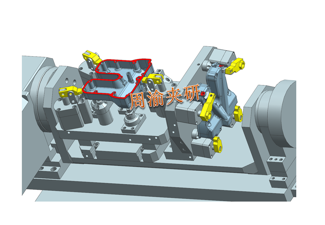[夹研外包设计案例]壳体液压夹具  液压夹具 立加夹具 多工位夹具 第12张