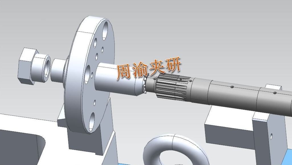 [夹研外包设计案例]中间轴四轴液压夹具  液压夹具 四轴夹具 顶尖 第6张